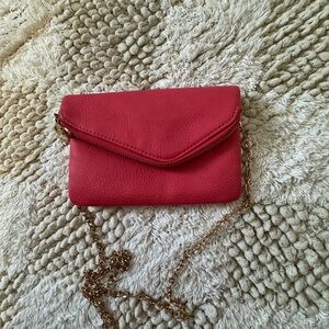 Urban Expressions Vibrant Pink Clutch with Gold Chain